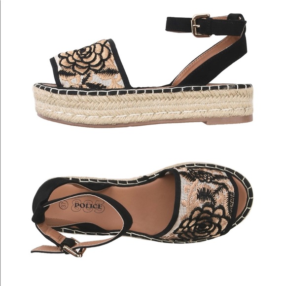 Shoes - Police 883 ankle strap wedges sandals